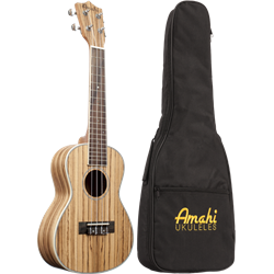 Amahi UK330C Classic Zebrawood Concert Ukulele with Padded Gig Bag