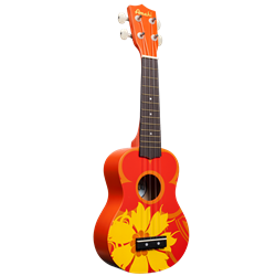 Amahi DDUK5 Orange Flower Soprano Ukulele with Gig Bag