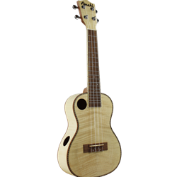 Amahi Forte Concert Ukulele Flamed Maple, Offset, Side Sound Hole
